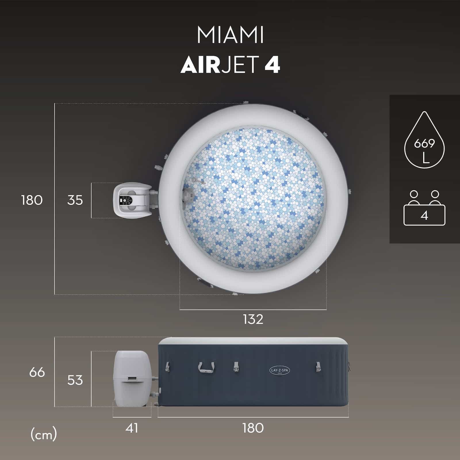Spa insuflável de hidromassagem 2-4 pessoas Lay-Z-Spa Miami