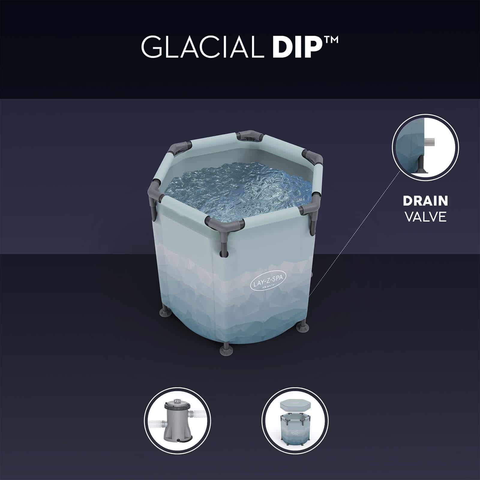 Tanque de banhos de gelo 1 pessoa Lay-Z-Spa Glacial Dip