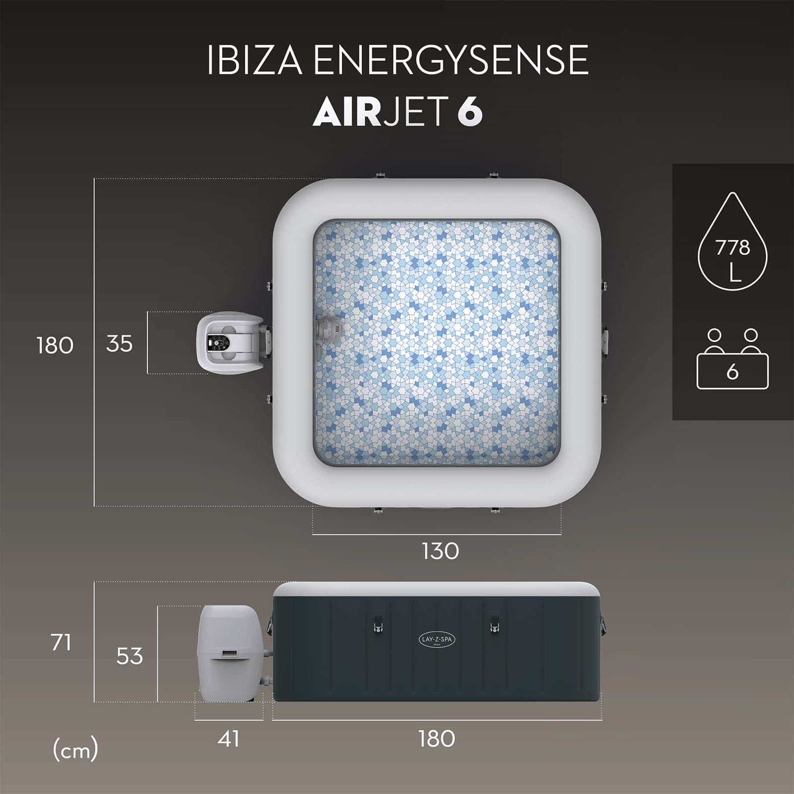 Spa insuflável para 4-6 pessoas Lay-Z-Spa Ibiza Energysense