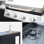 Cozinha exterior com churrasqueira a gás com 4 queimadores + 1 fogão lateral
